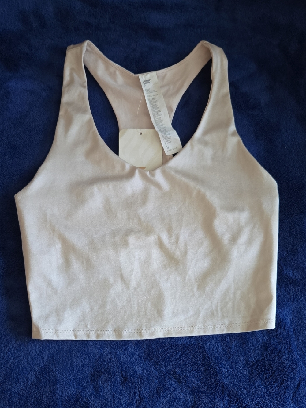 Fabletics Light Beige Racerback Tank Crop Top - Picture 3 of 6